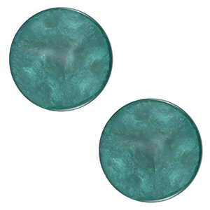 12 mm platte Polaris Elements cabochon Jais Petrol green