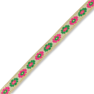 Lint met bloemetjes Beige-green-pink