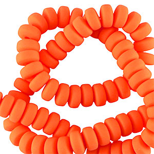 Polymeer kraal rondellen 7mm Neon orange