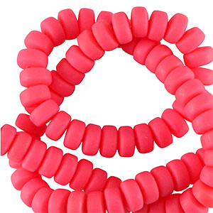Polymeer kraal rondellen 7mm Neon coral pink