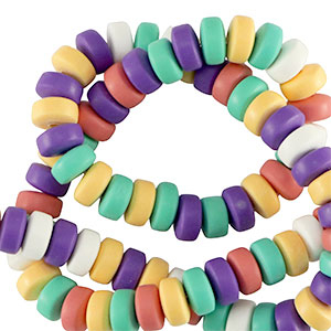 Polymeer kraal rondellen 7mm Multicolour vintage