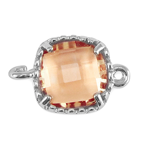Crystal glas tussenstukken square Peachy rose-silver
