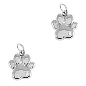 Bedels van Stainless steel Roestvrij staal (RVS) dog paw Silver