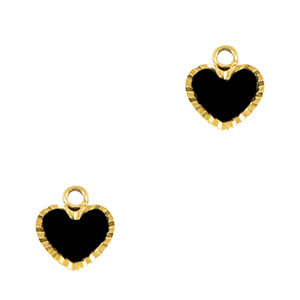 Bedels van Stainless steel Roestvrij staal (RVS) heart Gold-black