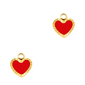 Bedels van Stainless steel Roestvrij staal (RVS) heart Gold-red white