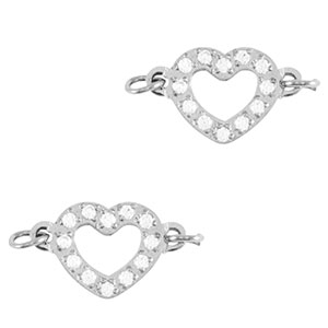 Bedels van Stainless steel Roestvrij staal (RVS) tussenstuk heart Silver