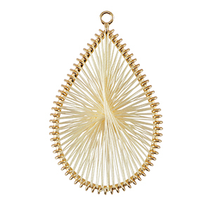 Gehaakte hangers met macram&eacute; draad druppel Gold-off white