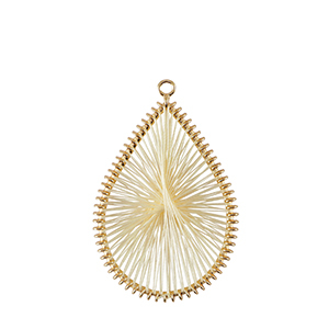 Gehaakte hangers met macram&eacute; draad druppel Gold-off white