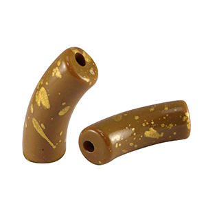 Kralen van acryl tube shiny Brown-gold
