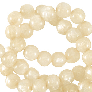 Polaris kralen 4mm rond Mosso Prosecco white