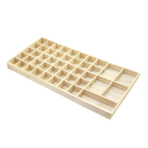 Sieraden display 45-vaks voor diverse sieraden en sieraden kaartjes Natural (natuurlijke kleur van het hout)