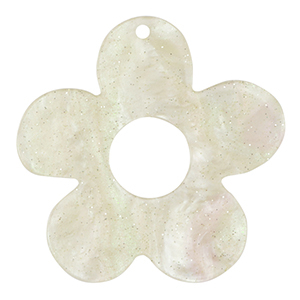 Hangers van resin bloem glitter Cashmere white
