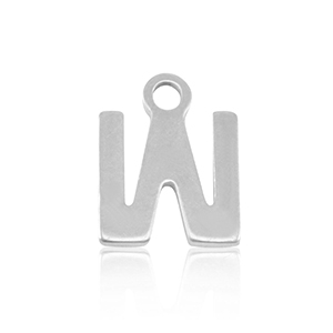Bedels van Stainless steel Roestvrij staal (RVS) initial W Silver