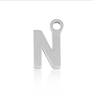 Bedels van Stainless steel Roestvrij staal (RVS) initial N Silver