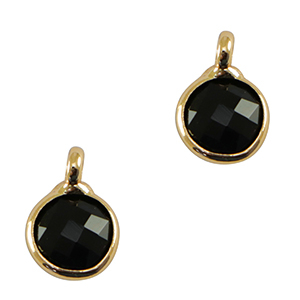 Hanger van crystal glas 7mm Black-gold