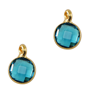 Hanger van crystal glas 7mm Blue-gold