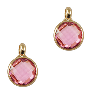 Hanger van crystal glas 7mm Pink-gold