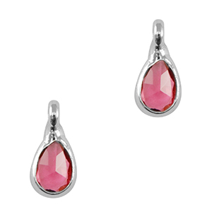 Hanger van crystal glas drop Pink-silver