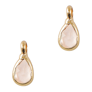 Hanger van crystal glas drop Light pink-gold