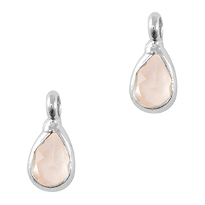 Hanger van crystal glas drop Light pink-silver