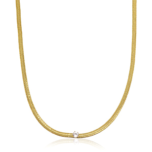 Snake kettingen van Stainless steel Roestvrij staal (RVS) crystal Gold-crystal