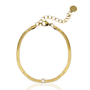 Snake armbanden van Stainless steel Roestvrij staal (RVS) crystal Gold-crystal