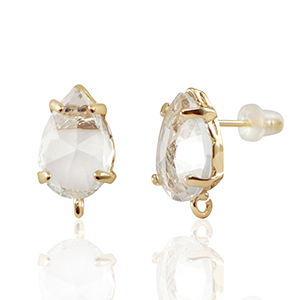 Crystal Glass oorbellen / oorstekers met oogje drop Crystal-gold