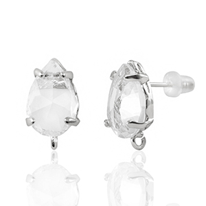 Crystal Glass oorbellen / oorstekers met oogje drop Crystal-silver