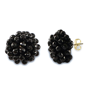 Oorbellen van facet met oogje Black