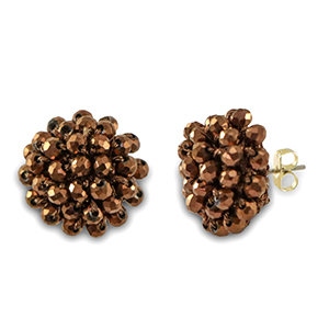 Oorbellen van facet met oogje Copper brown