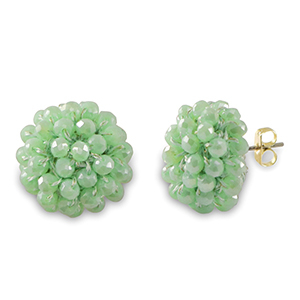 Oorbellen van facet met oogje Light green