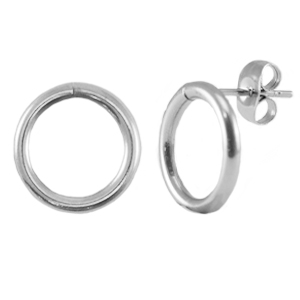 Benodigdheden van Stainless steel Roestvrij staal (RVS) oorbellen / oorsteker 14mm Silver