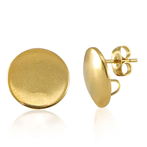Benodigdheden van Stainless steel Roestvrij staal (RVS) oorbellen / oorsteker met oogje 15mm Gold
