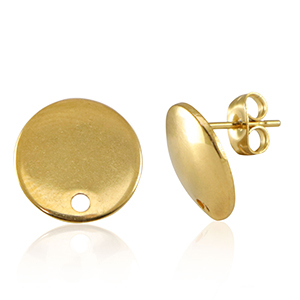 Benodigdheden van Stainless steel Roestvrij staal (RVS) oorbellen / oorsteker met oogje 13mm Gold
