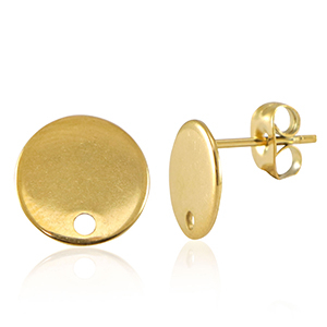 Benodigdheden van Stainless steel Roestvrij staal (RVS) oorbellen / oorsteker met oogje 10mm Gold