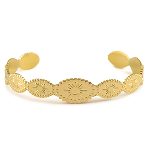Armbanden van Stainless steel Roestvrij staal (RVS) bangle sun Gold