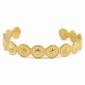 Armbanden van Stainless steel Roestvrij staal (RVS) bangle star Gold