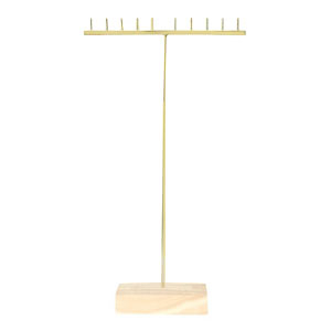 Sieraden display T-vorm voor kettingen met houten voet Natural-gold