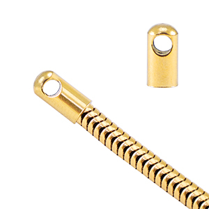 Benodigdheden van Stainless steel Roestvrij staal (RVS) eindkap voor jasseron snake &Oslash;3.4mm Goud