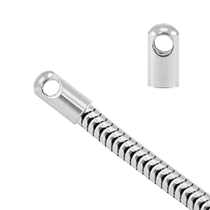 Benodigdheden van Stainless steel Roestvrij staal (RVS) eindkap voor jasseron snake &Oslash;3.4mm Zilver