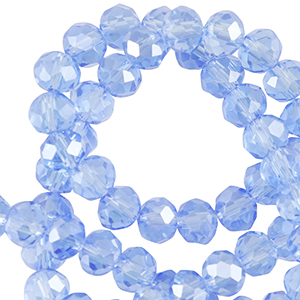 Facet kralen top quality disc 8x6mm Finley blue-pearl shine coating