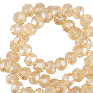 Facet kralen top quality disc 6x4mm Marigold yellow-pearl shine coating