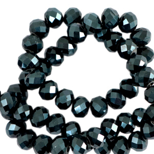 Facet kralen top quality disc 4x3mm Forest green-pearl shine coating