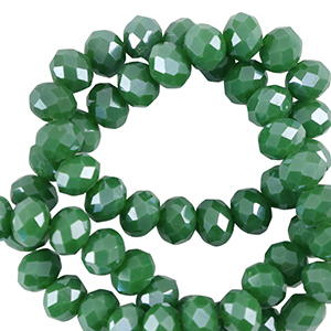 Facet kralen top quality disc 4x3mm Nile green-pearl shine coating