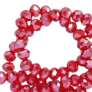 Facet kralen top quality disc 4x3mm Raisin torte red-pearl shine coating