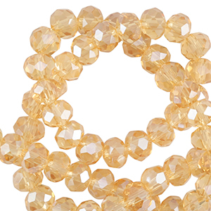 Facet kralen top quality disc 4x3mm Marigold yellow-pearl shine coating