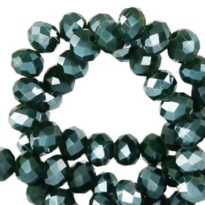 Facet kralen top quality disc 3x2mm Forest green-pearl shine coating