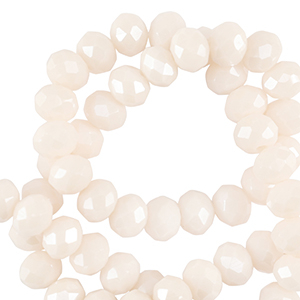 Facet kralen top quality disc 3x2mm Vanilla white-pearl shine coating