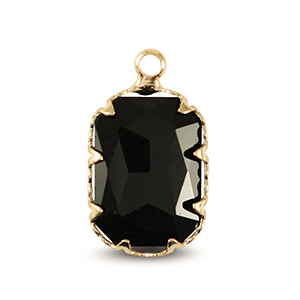 Hanger van Crystal Glass rectangle Jet black-gold