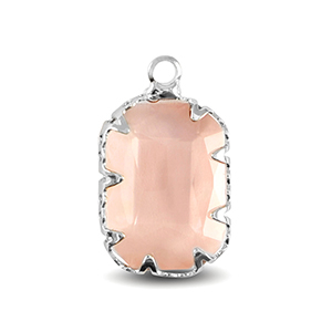 Hanger van Crystal Glass rectangle Pink-silver